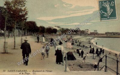 Carte postale ancienne Boulevard de l'Océan et la Plage — Saint-Nazaire (Loire-Atlantique)