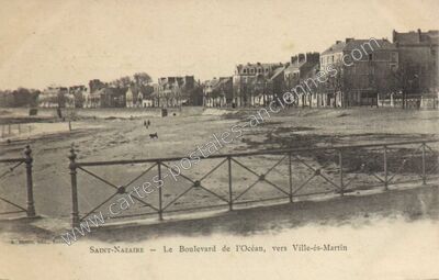 Carte postale ancienne Le Boulevard de l'Océan, vers Ville-és-Martin — Saint-Nazaire (Loire-Atlantique)