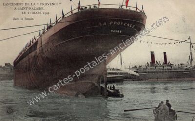 Carte postale ancienne Lancement de la " Provence — Saint-Nazaire (Loire-Atlantique)