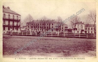 Carte postale ancienne Quartier Méllinet 355. Rég. d'Art. - Vue d'ensemble des bâtiments — Nantes (Loire-Atlantique)