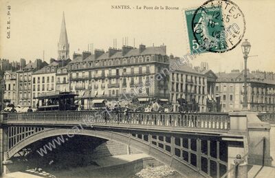 Carte postale ancienne Le Pont de la Bourse — Nantes (Loire-Atlantique)