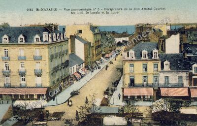 Carte postale ancienne Vue panoramique n° 5 - Perspective de la Rue Amiral-Courbet Au fond, le bassin et la Loire — Saint-Nazaire (Loire-Atlantique)