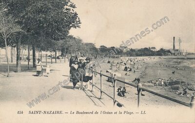 Carte postale ancienne Le Boulevard de l'Océan et la Plage — Saint-Nazaire (Loire-Atlantique)
