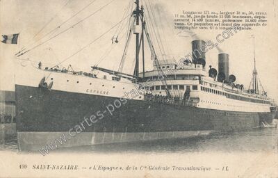 Carte postale ancienne L'Espagne », de la Cie Générale Transatlantique — Saint-Nazaire (Loire-Atlantique)