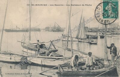 Carte postale ancienne Les Bassins - Les Bateaux de Pêche — Saint-Nazaire (Loire-Atlantique)