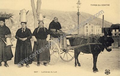 Carte postale ancienne Laitieres — Non Localisée (Lot)