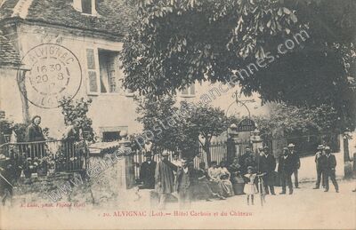 Carte postale ancienne Hôtel Carbois et du Château — Alvignac (Lot)