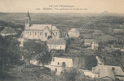Carte postale ancienne Vue générale et la Vallée du Célé — Béduer (Lot)