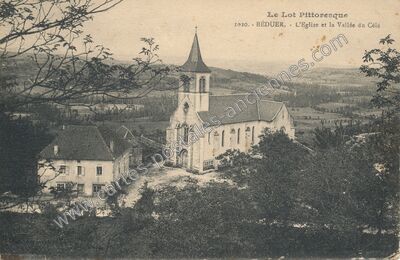 Carte postale ancienne L'Eglise et la Vallée du Célé — Béduer (Lot)