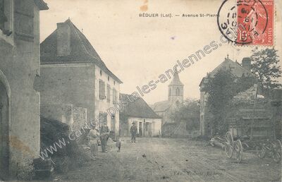 Carte postale ancienne Avenue St-Pierre — Béduer (Lot)