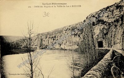 Carte postale ancienne Défilé des Anglais et la Vallée du Lot — Bouziès (Lot)