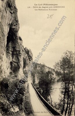 Carte postale ancienne Conduche — Bouziès (Lot)