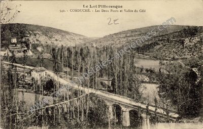 Carte postale ancienne Conduche — Bouziès (Lot)