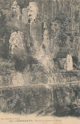 Carte postale ancienne Ruines du Château du Diable — Cabrerets (Lot)