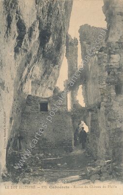 Carte postale ancienne Ruines du Château du Diable — Cabrerets (Lot)