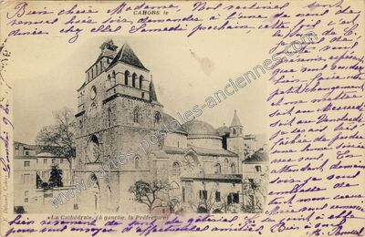 Carte postale ancienne La Cathédrale. (à gauche, la Préfecture) — Cahors (Lot)