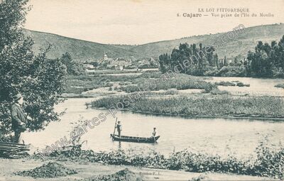 Carte postale ancienne Vue prise de l'Ile du Moulin — Cajarc (Lot)