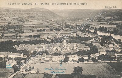 Carte postale ancienne Vue Générale prise de la Plogne — Cajarc (Lot)