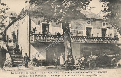 Carte postale ancienne Hôtel de la Croix Blanche — Cajarc (Lot)