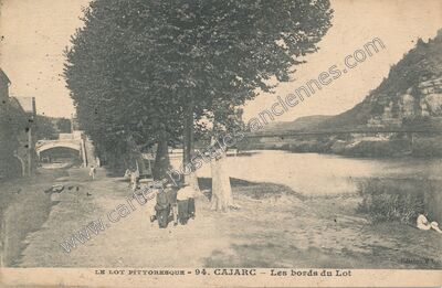 Carte postale ancienne Les bords du Lot — Cajarc (Lot)