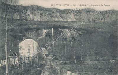 Carte postale ancienne Cascade de la Caugne — Cajarc (Lot)