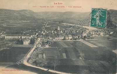 Carte postale ancienne Vallée du Lot - Vue générale — Cajarc (Lot)