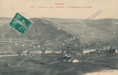 Carte postale ancienne Vallée du Lot. - Cajarc. - Vue générale de l'Ouest — Cajarc (Lot)
