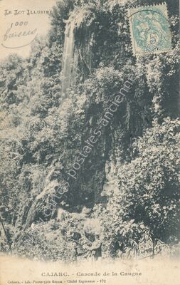 Carte postale ancienne Cascade de la Caugne — Cajarc (Lot)