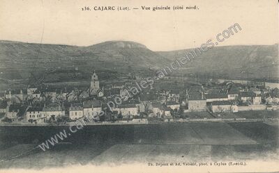 Carte postale ancienne Vue générale (côté nord) — Cajarc (Lot)