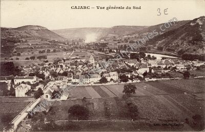 Carte postale ancienne Vue générale du Sud — Cajarc (Lot)