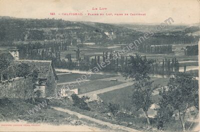 Carte postale ancienne Plaine du Lot, prise de Calvignac — Calvignac (Lot)