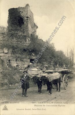 Carte postale ancienne Ruines de l'ancienne Église — Camboulit (Lot)