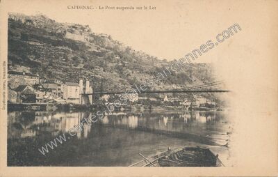 Carte postale ancienne Le Pont suspendu sur le Lot — Capdenac (Lot)
