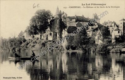 Carte postale ancienne Le Château et les bords de la Dordogne — Carennac (Lot)