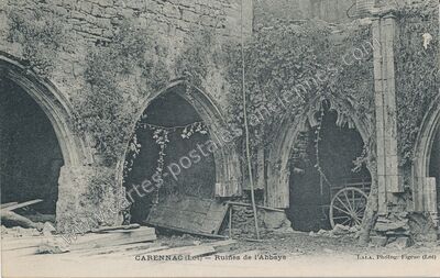 Carte postale ancienne Ruines de l'Abbaye — Carennac (Lot)