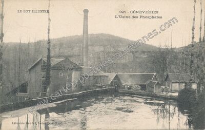Carte postale ancienne L'Usine des Phosphates — Cénevières (Lot)