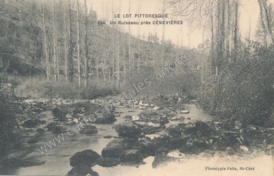 Carte postale ancienne Un Ruisseau près CÉNEVIÈRES — Cénevières (Lot)
