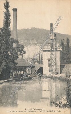 Carte postale ancienne Le Lot Pittoresque Usine de Ciment du Paradou — Cénevières (Lot)