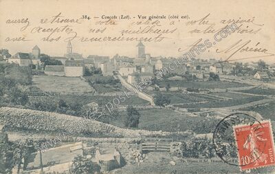 Carte postale ancienne Vue générale (côté est) — Concots (Lot)