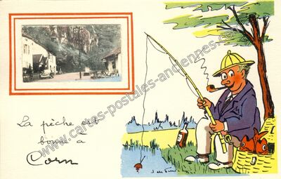 Carte postale ancienne La pêche est bonne — Corn (Lot)