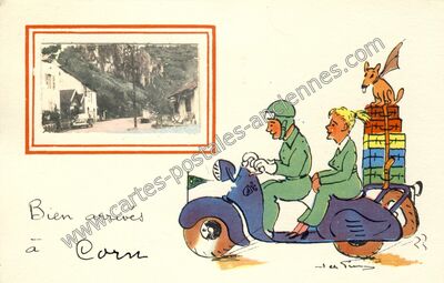 Carte postale ancienne Bien arrivés — Corn (Lot)