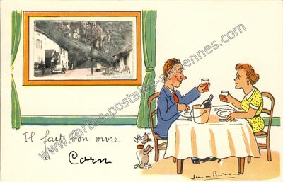 Carte postale ancienne Il fait bon vivre — Corn (Lot)