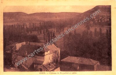 Carte postale ancienne Château de Roquefort et vallée — Corn (Lot)