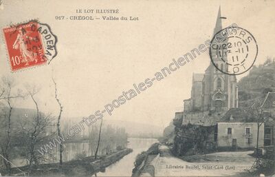 Carte postale ancienne Vallée du Lot — Crégols (Lot)