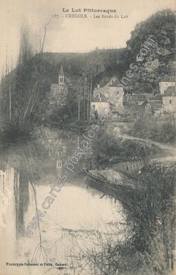 Carte postale ancienne Les Bords du Lot — Crégols (Lot)