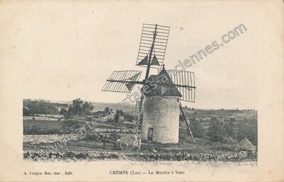 Carte postale ancienne Le Moulin à Vent — Cremps (Lot)