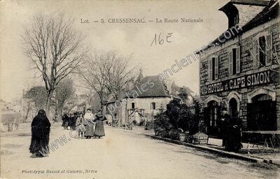 Carte postale ancienne La Route Nationale — Cressensac (Lot)