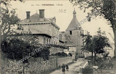 Carte postale ancienne L'École — Cressensac (Lot)