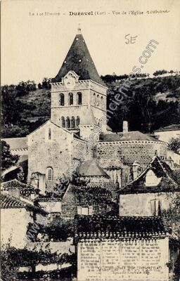 Carte postale ancienne Vue de l'Eglise romane — Duravel (Lot)