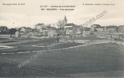 Carte postale ancienne Vue générale — Escamps (Lot)